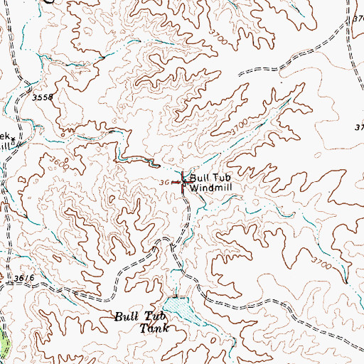Topographic Map of Bull Tub Windmill, TX