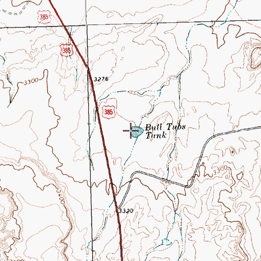 Topographic Map of Bull Tubs Tank, TX
