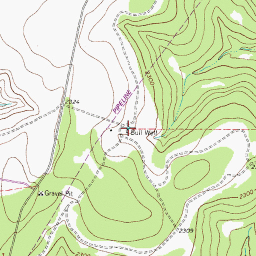 Topographic Map of Bull Well, TX