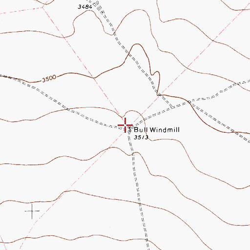 Topographic Map of Bull Windmill, TX