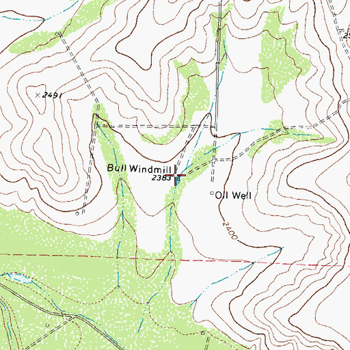Topographic Map of Bull Windmill, TX