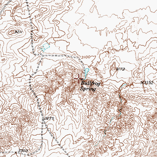 Topographic Map of Bullfrog Spring, TX