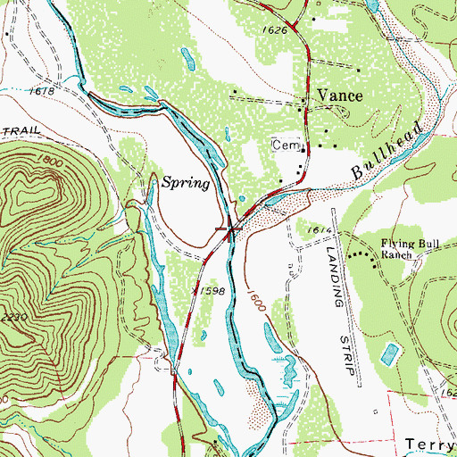 Topographic Map of Bullhead Creek, TX