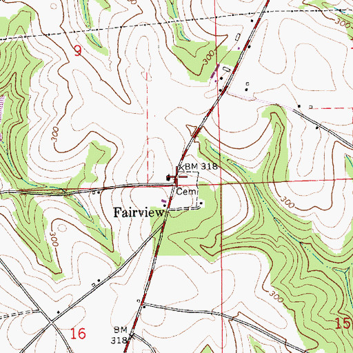 Topographic Map of Fairview Baptist Church, AL