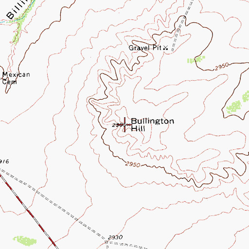 Topographic Map of Bullington Hill, TX