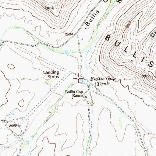 Topographic Map of Bullis Gap Tank, TX
