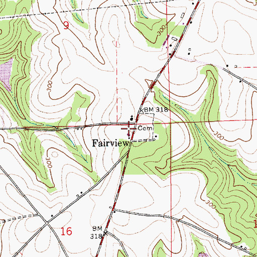 Topographic Map of Fairview School, AL