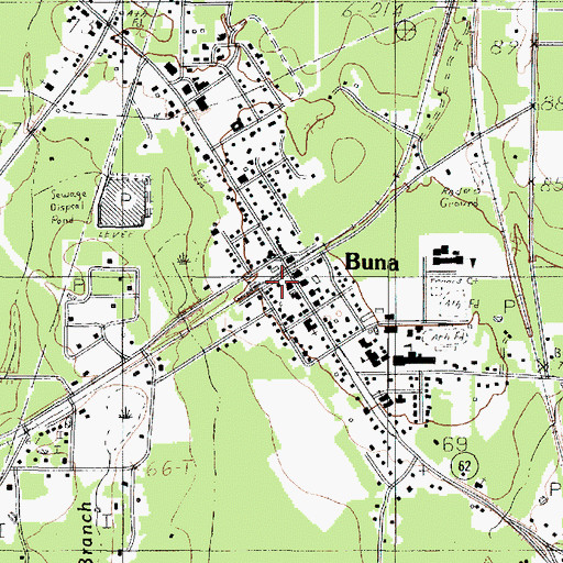 Topographic Map of Buna, TX