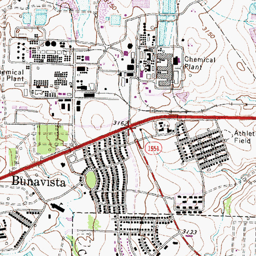 Topographic Map of Bunavista, TX