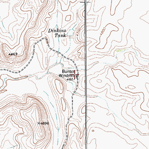 Topographic Map of Bunton Windmill, TX