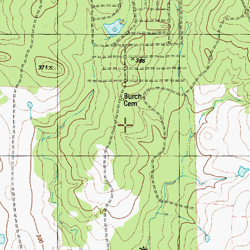 Topographic Map of Burch Cemetery, TX
