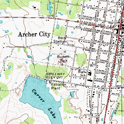 Topographic Map of Burkett Park, TX