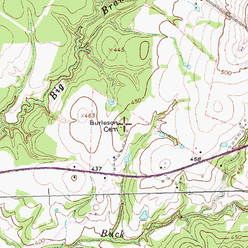 Topographic Map of Burleson Cemetery, TX
