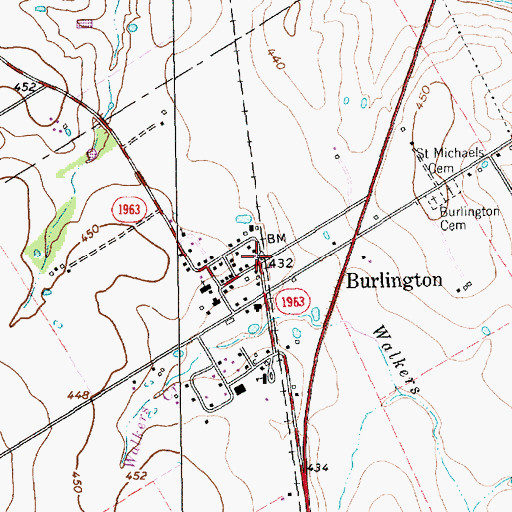 Topographic Map of Burlington, TX