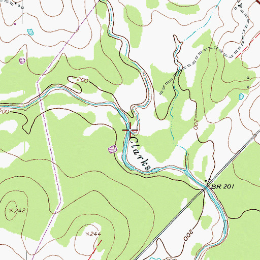 Topographic Map of Burncamp Creek, TX
