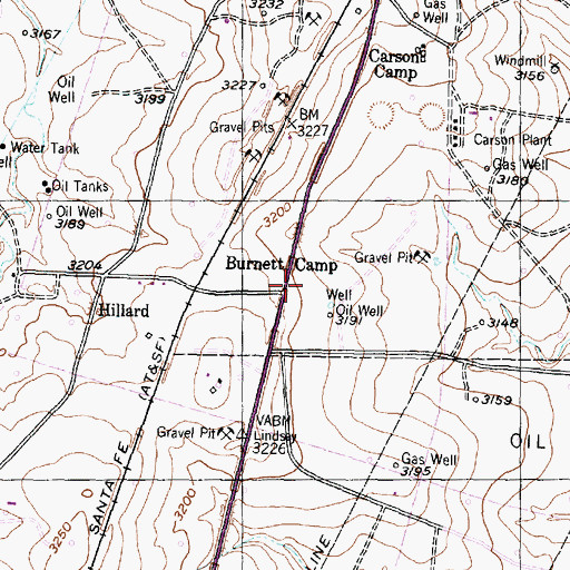 Topographic Map of Burnett Camp, TX