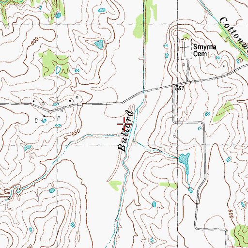 Topographic Map of Burnett Creek, TX