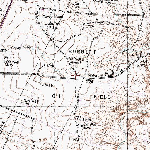 Topographic Map of Burnett Oil Field, TX