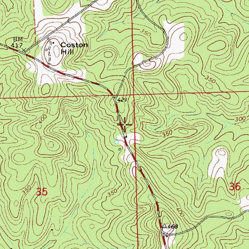 Topographic Map of Gaston Hill Church, AL