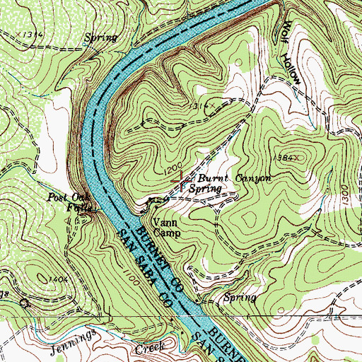 Topographic Map of Burnt Canyon Spring, TX