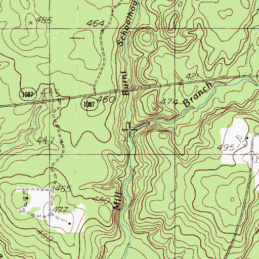 Topographic Map of Burnt Schoolhouse Branch, TX