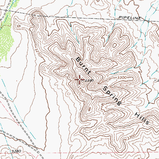 Topographic Map of Burnt Spring Hills, TX