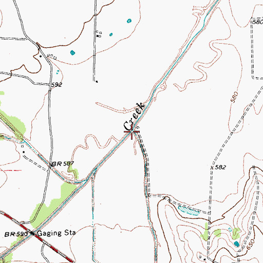 Topographic Map of Burr Oak Creek, TX