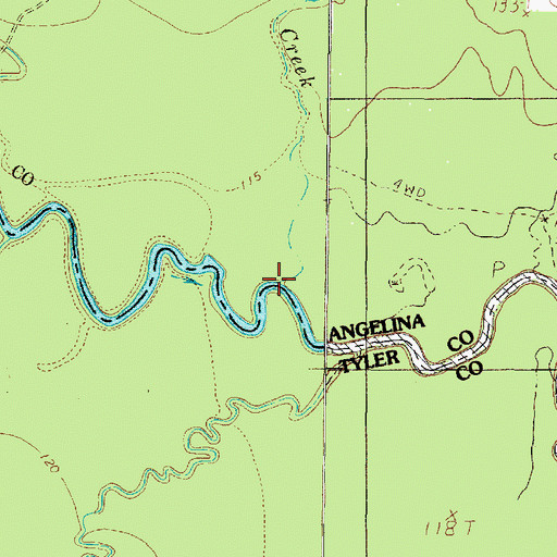 Topographic Map of Burris Creek, TX