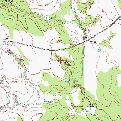 Topographic Map of Burton Cemetery, TX