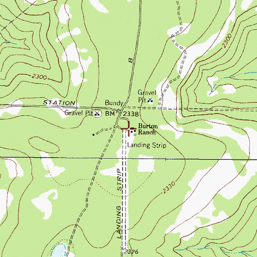 Topographic Map of Burton Ranch, TX