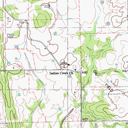 Topographic Map of Burton School, TX