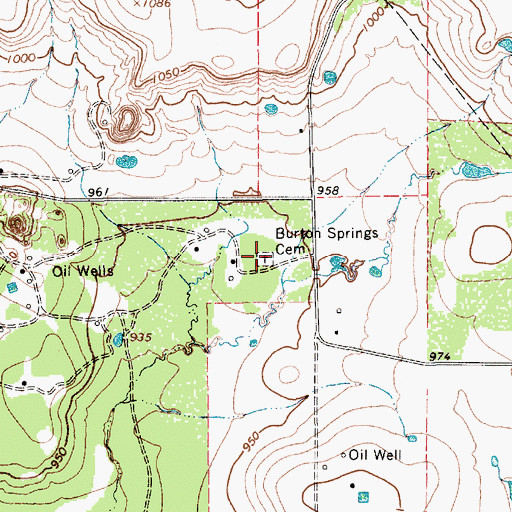 Topographic Map of Burton Springs Cemetery, TX