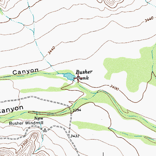 Topographic Map of Busher Tank, TX