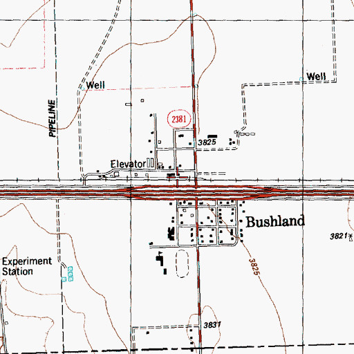 Topographic Map of Bushland, TX