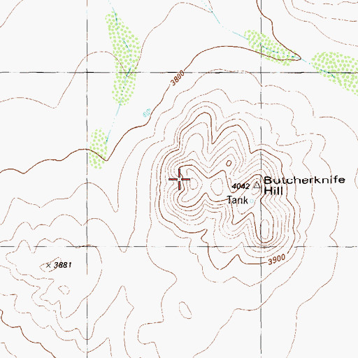 Topographic Map of Butcherknife Hill, TX