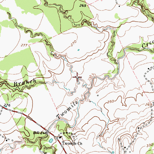 Topographic Map of Butler Branch, TX