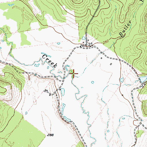Topographic Map of Butler Branch, TX