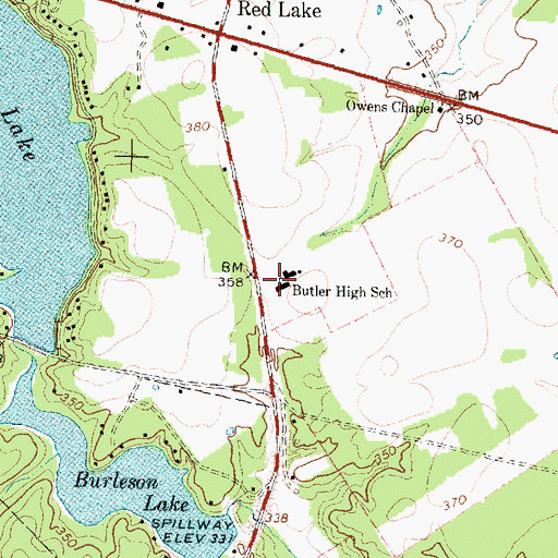 Topographic Map of Butler High School, TX