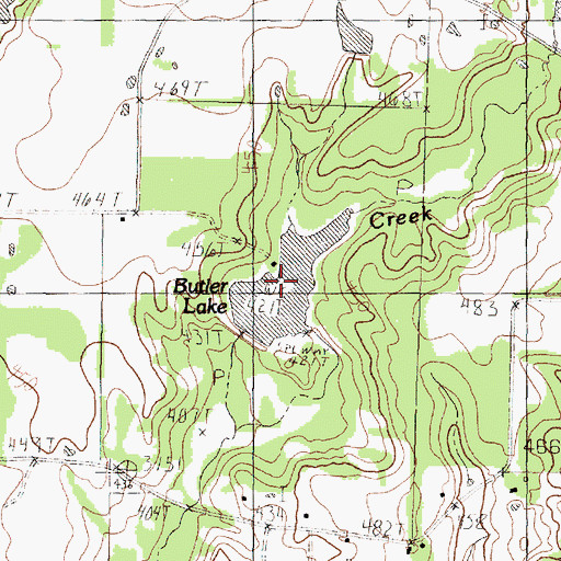 Topographic Map of Butler Lake, TX