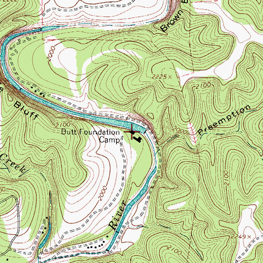 Topographic Map of Butt Foundation Camp, TX