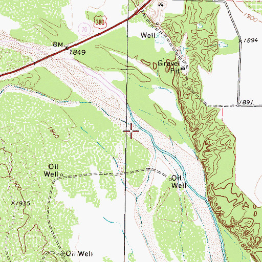 Topographic Map of Butte Creek, TX