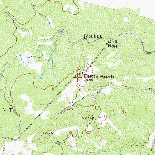 Topographic Map of Butte Knob, TX
