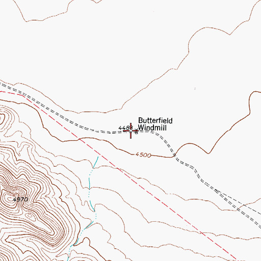 Topographic Map of Butterfield Windmill, TX