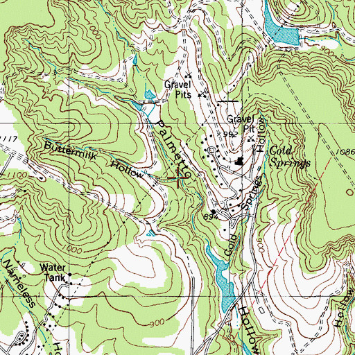 Topographic Map of Buttermilk Hollow, TX