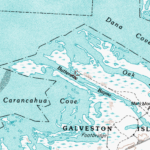 Topographic Map of Butterowe Bayou, TX