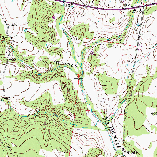 Topographic Map of Buzzard Branch, TX