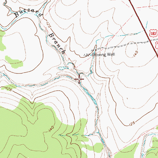 Topographic Map of Buzzard Branch, TX