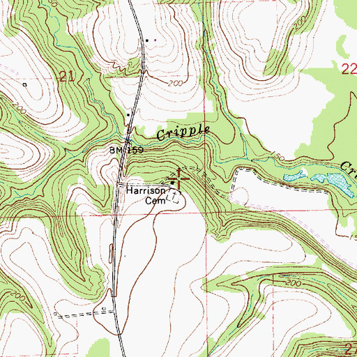 Topographic Map of Harrison Church, AL