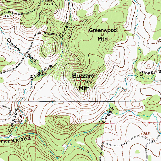 Topographic Map of Buzzard Mountain, TX