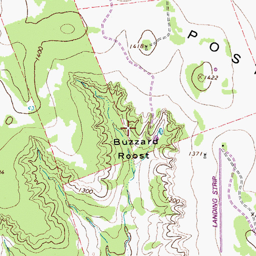Topographic Map of Buzzard Roost, TX